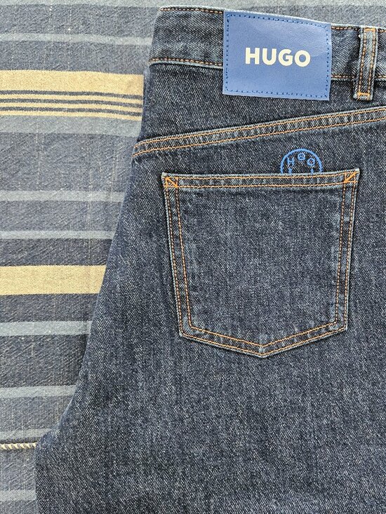 HUGO BOSS Dark Blue Jeans in SaltandPepper Comfort Stretch Denim size 27/32 NWOT - Picture 6 of 11